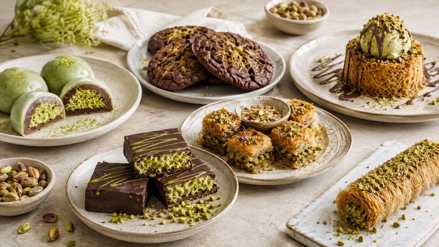 ドバイチョコやカフェデザートに使えるカダイフの用途イメージ